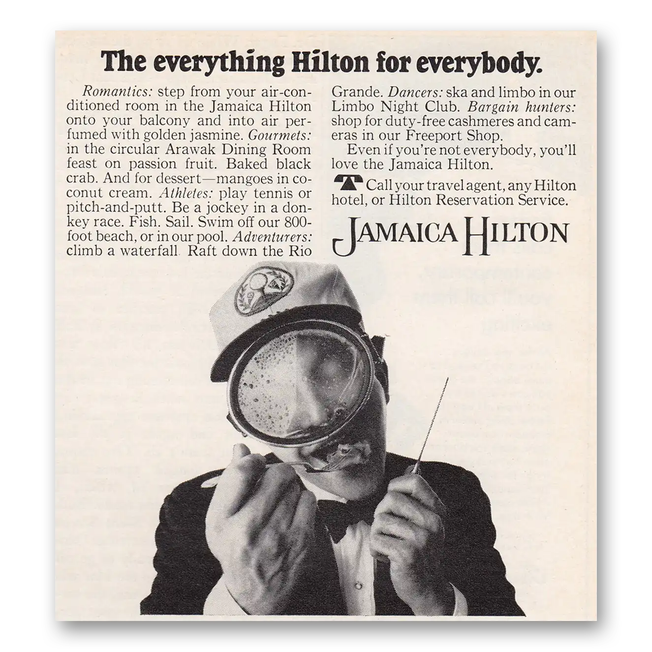 1969 Jamaica Hilton Everything Hilton for Everybody Vintage Magazine Print Ad