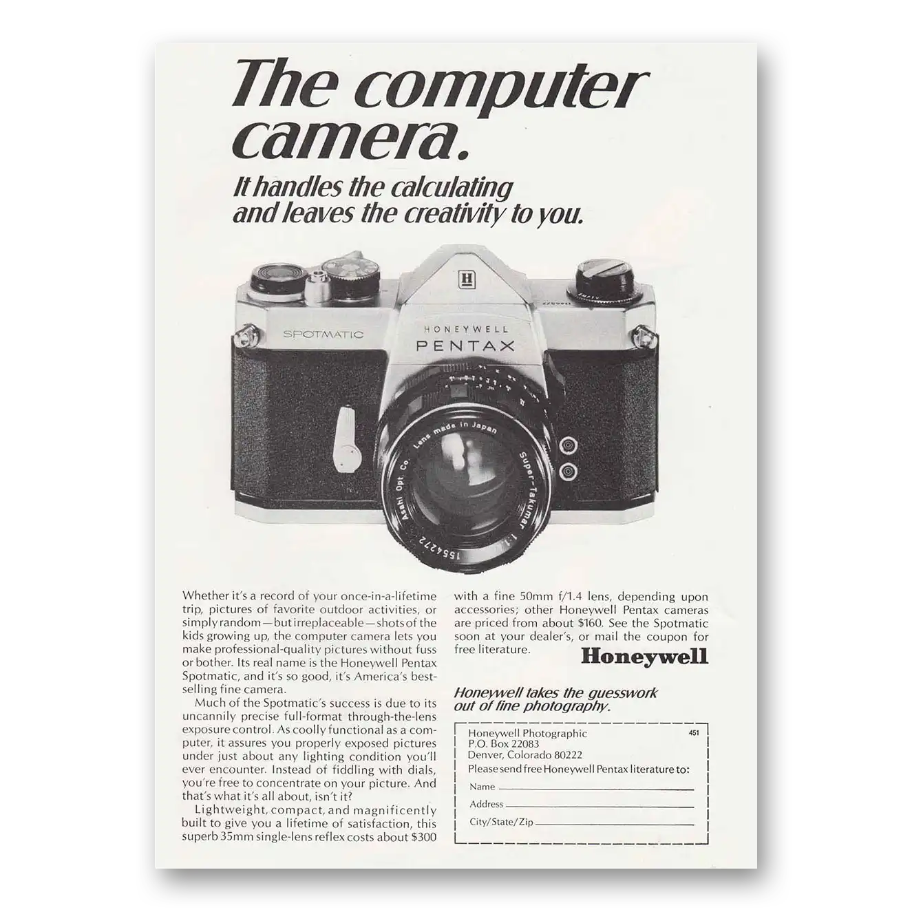 1969 Pentax Camera Computer Camera Vintage Magazine Print Ad