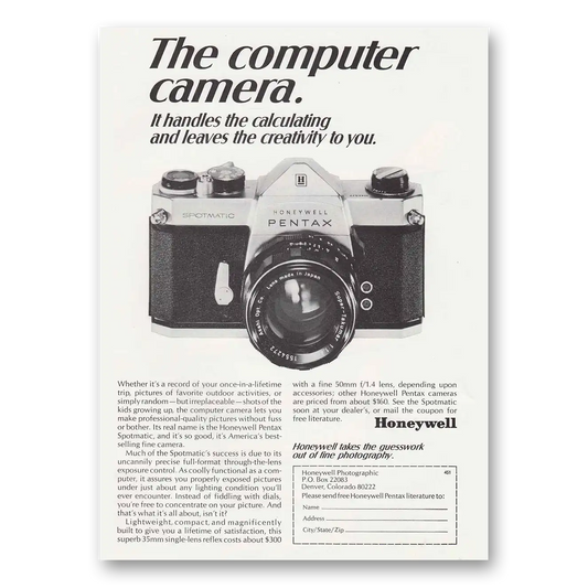 1969 Pentax Camera Computer Camera Vintage Magazine Print Ad