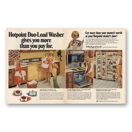 1969 Hotpoint Refrigerator Duo Load Washer Gives You More Vintage Magazine Print Ad