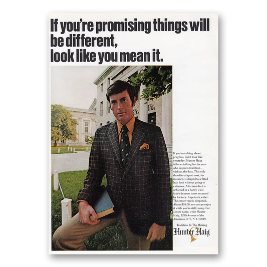 1969 Hunter Haig Menswear Promising Things Will Be Different Vintage Magazine Print Ad