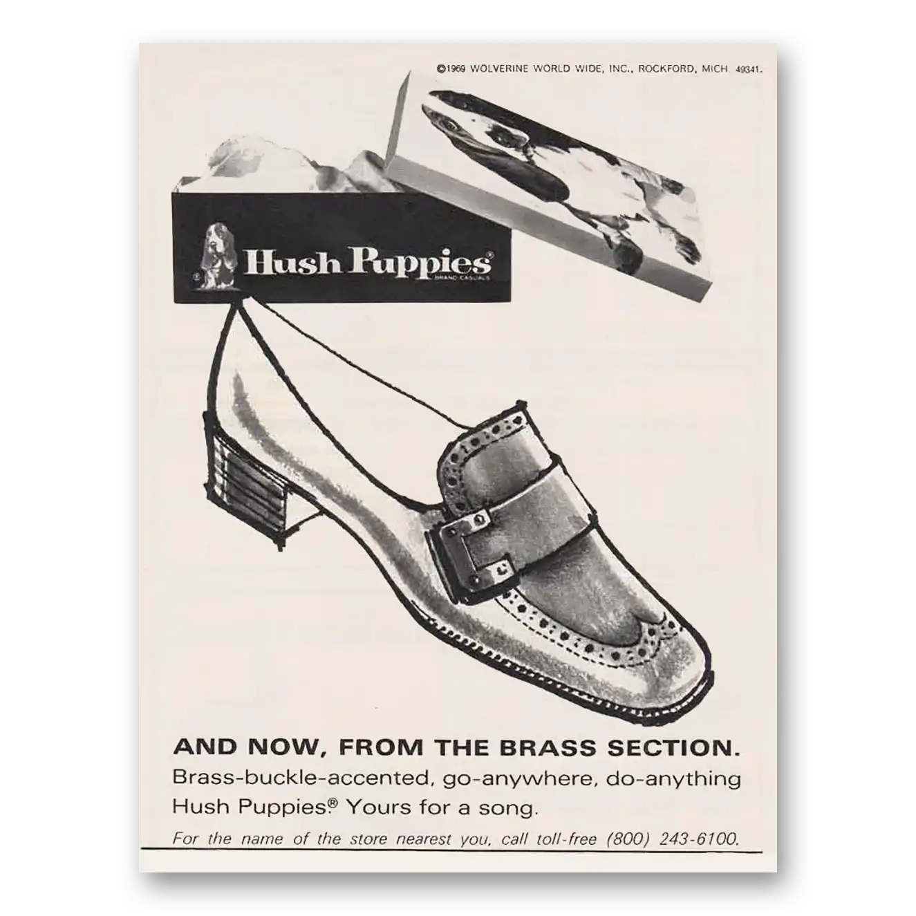 1969 Hush Puppies From the Brass Section Vintage Magazine Print Ad