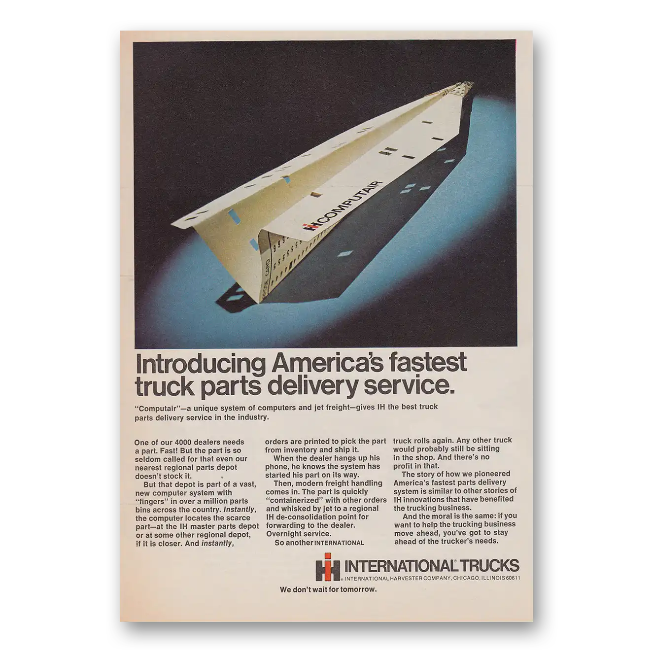 1969 International Trucks Americas Fastest Truck Parts Delivery Vintage Magazine Print Ad