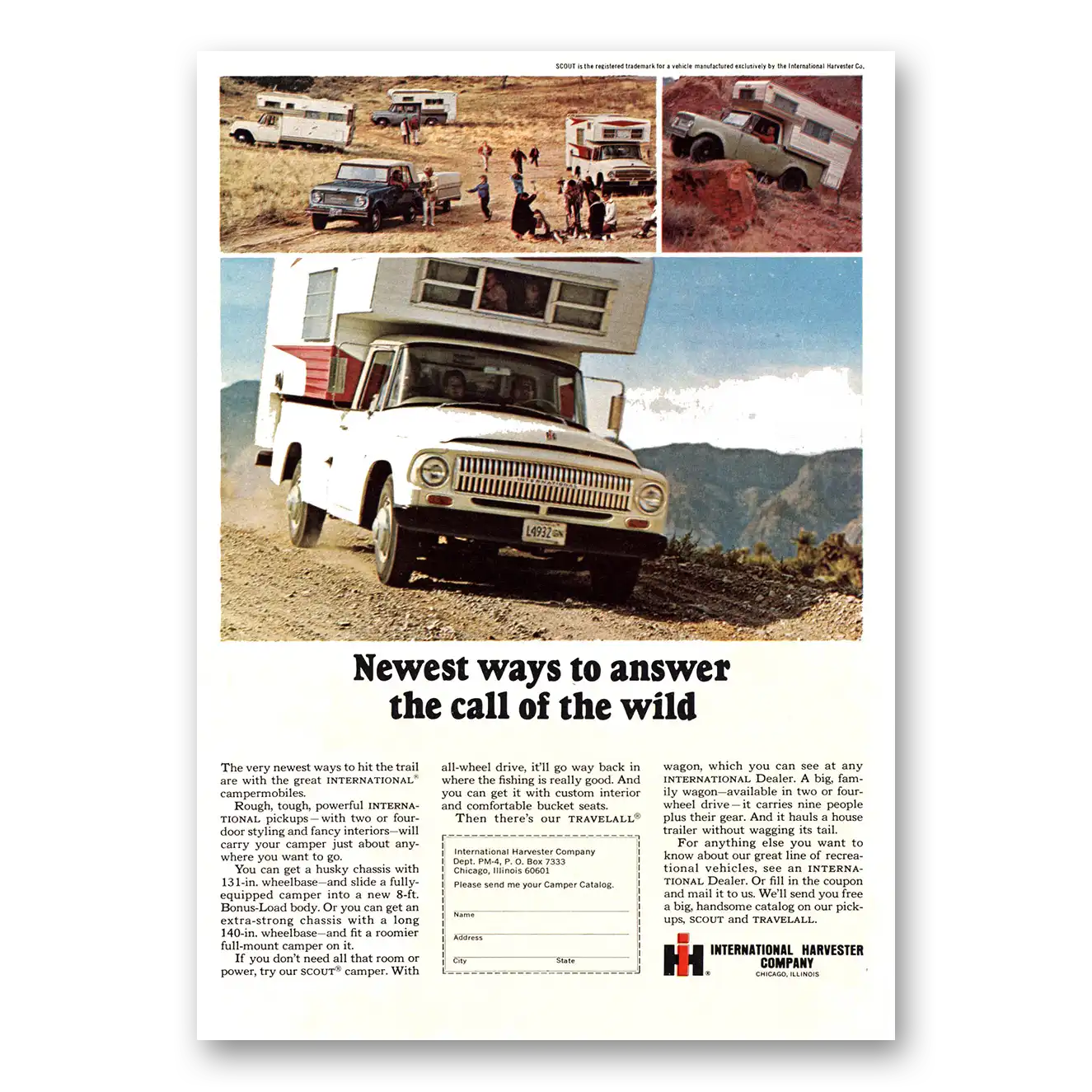 1969 International Harvester Pickup Campermobiles Call of the Wild Vintage Magazine Print Ad