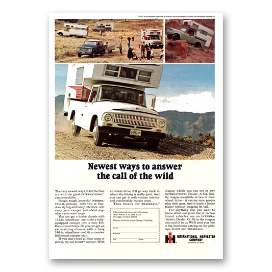 1969 International Harvester Pickup Campermobiles Call of the Wild Vintage Magazine Print Ad