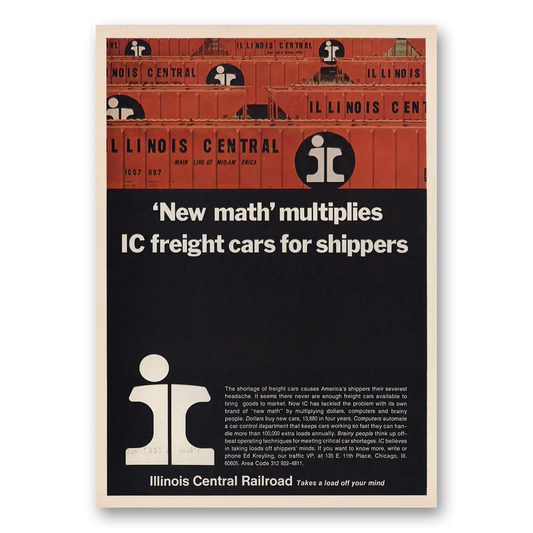 1969 Illinois Central Railroad IC Freight Cars Vintage Magazine Print Ad