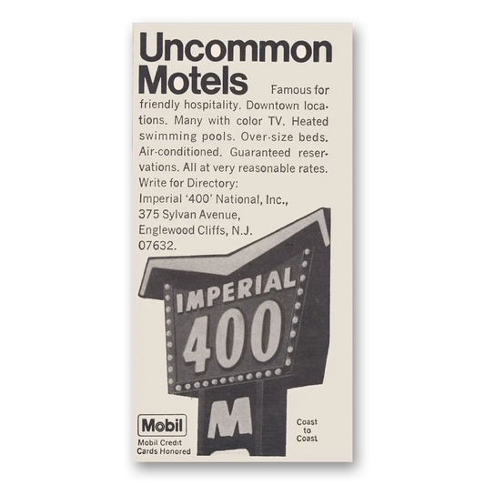 1969 Imperial 400 Motels Uncommon Motels Vintage Magazine Print Ad