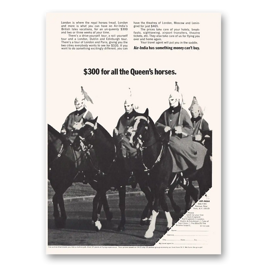 1969 Air India All the Queens Horses Vintage Magazine Print Ad