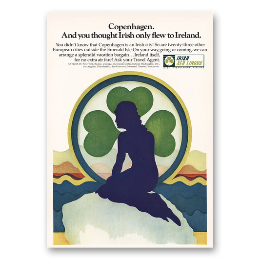 1969 Irish Aer Lingus Copenhagen You Thought Irish Only Flew to Ireland Vintage Magazine Print Ad