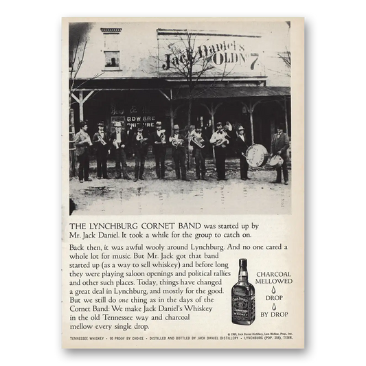 1969 Jack Daniels Lynchburg Cornet Band Vintage Magazine Print Ad