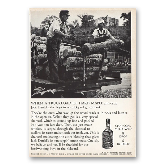 1969 Jack Daniels Truckload of Hard Maple Vintage Magazine Print Ad