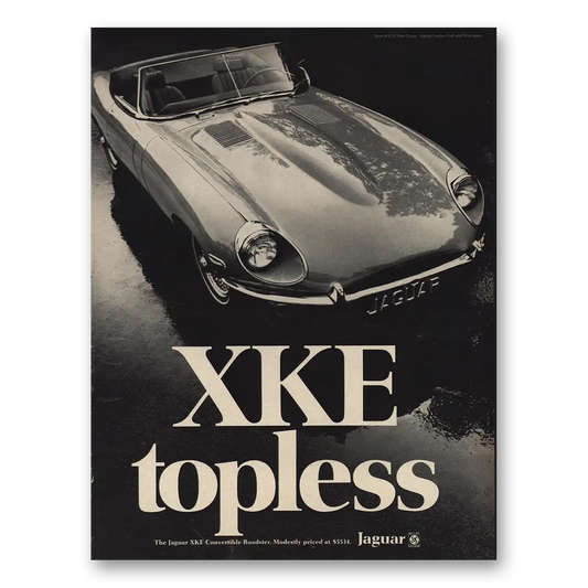 1969 Jaguar XKE Topless Vintage Magazine Print Ad