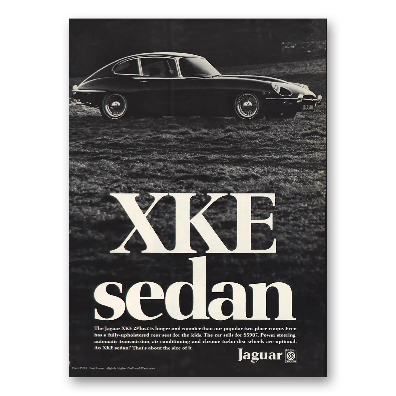 1969 Jaguar XKE Sedan Vintage Magazine Print Ad