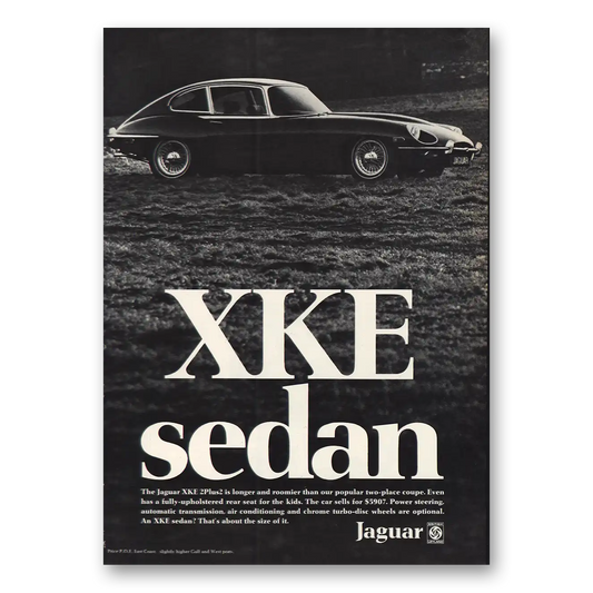 1969 Jaguar XKE Sedan Vintage Magazine Print Ad