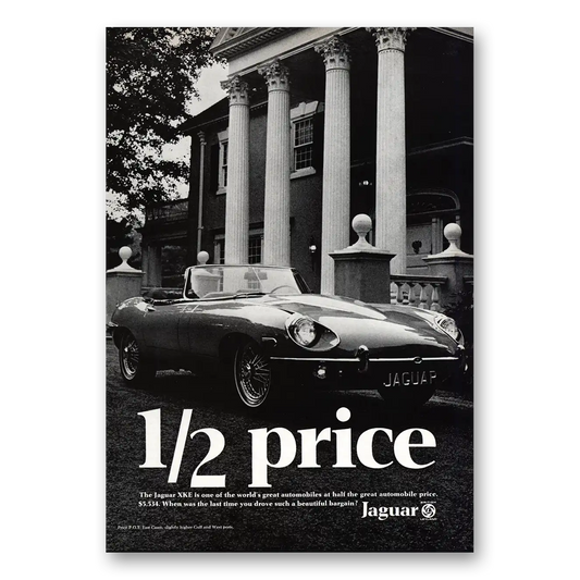 1969 Jaguar XKE Half Price Vintage Magazine Print Ad