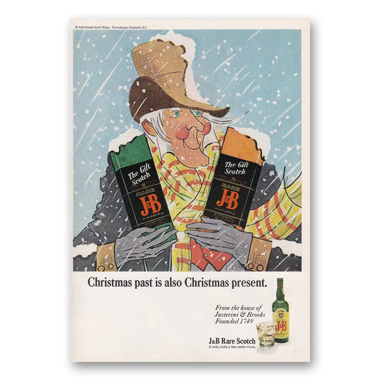 1969 J&B Scotch Whisky Christmas Past Is Also Christmas Present Vintage Magazine Print Ad