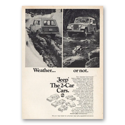 1969 Jeep Commando Weather or Not 2 Car Cars Vintage Magazine Print Ad