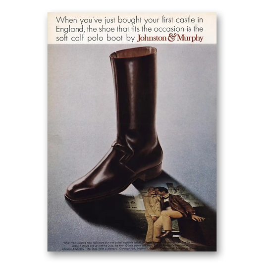 1969 Johnston & Murphy Shoes Soft Calf Polo Boot Vintage Magazine Print Ad