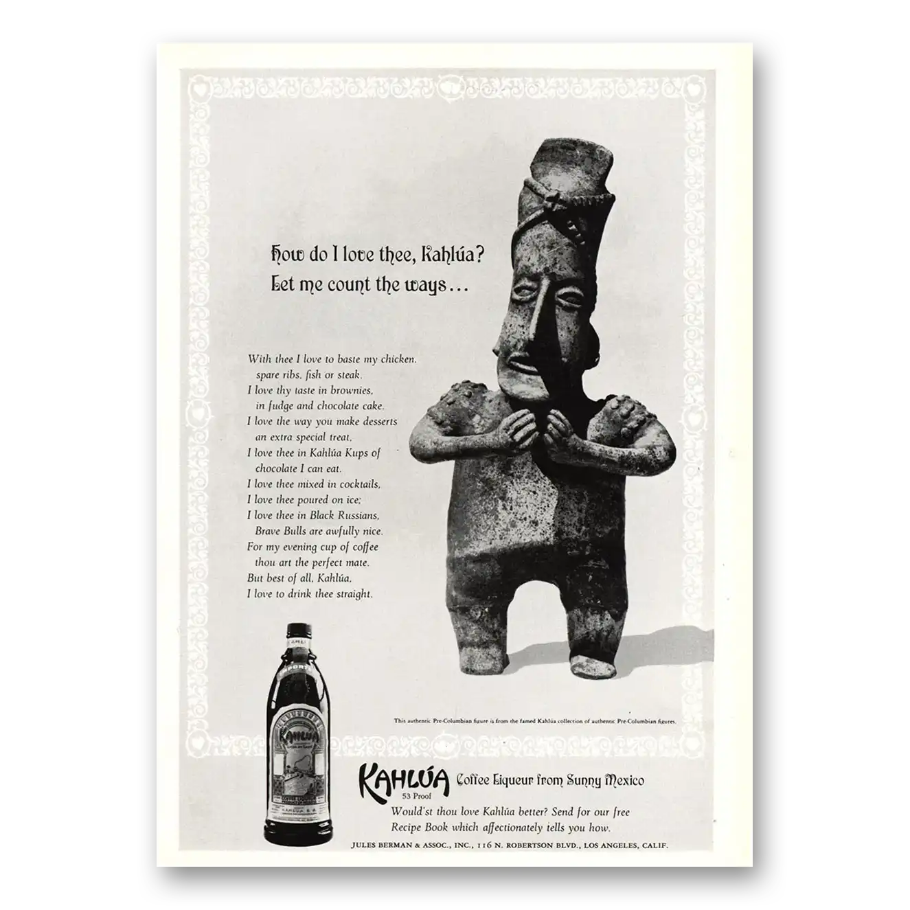 1969 Kahlua How Do I Love Thee Kahlua Vintage Magazine Print Ad