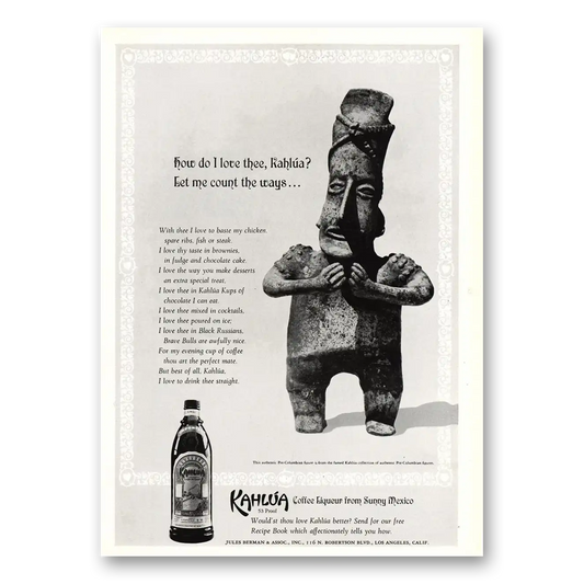 1969 Kahlua How Do I Love Thee Kahlua Vintage Magazine Print Ad