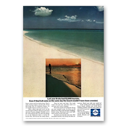 1969 KLM Royal Dutch Airlines Last Year Aruba Had 5Tourists Vintage Magazine Print Ad