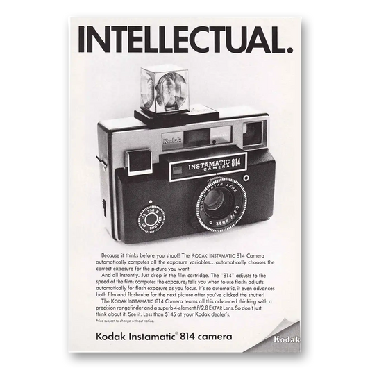 1969 Kodak Instamatic Camera Intellectual Vintage Magazine Print Ad