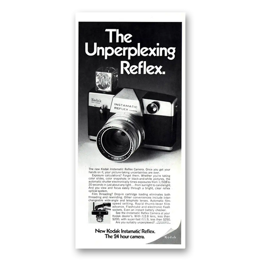 1969 Kodak Instamatic Camera Reflex Unperplexing Vintage Magazine Print Ad