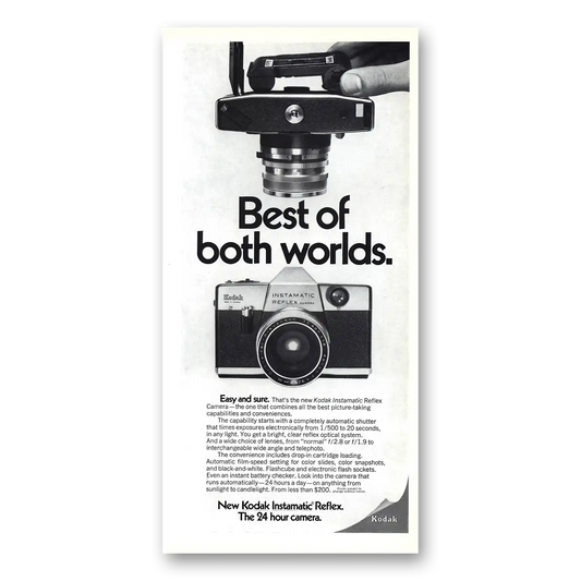 1969 Kodak Instamatic Camera Reflex Best of Both Worlds Vintage Magazine Print Ad