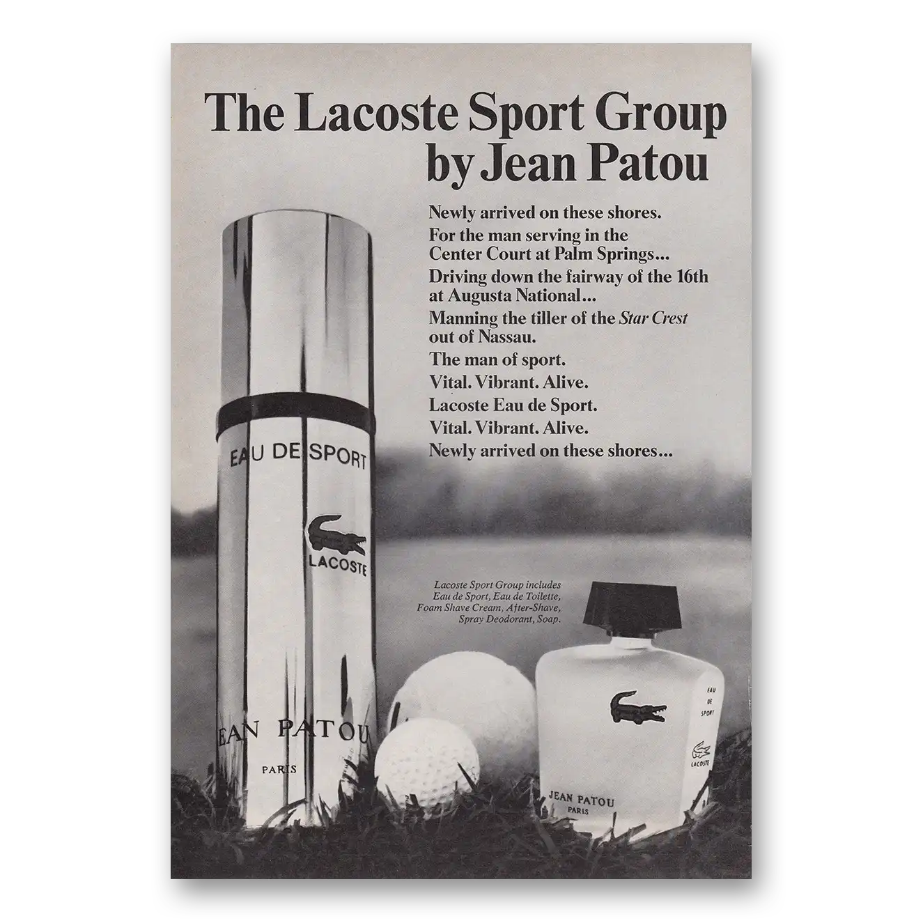 1969 Lacoste Sport Group Newly Arrived On the Shores Vintage Magazine Print Ad