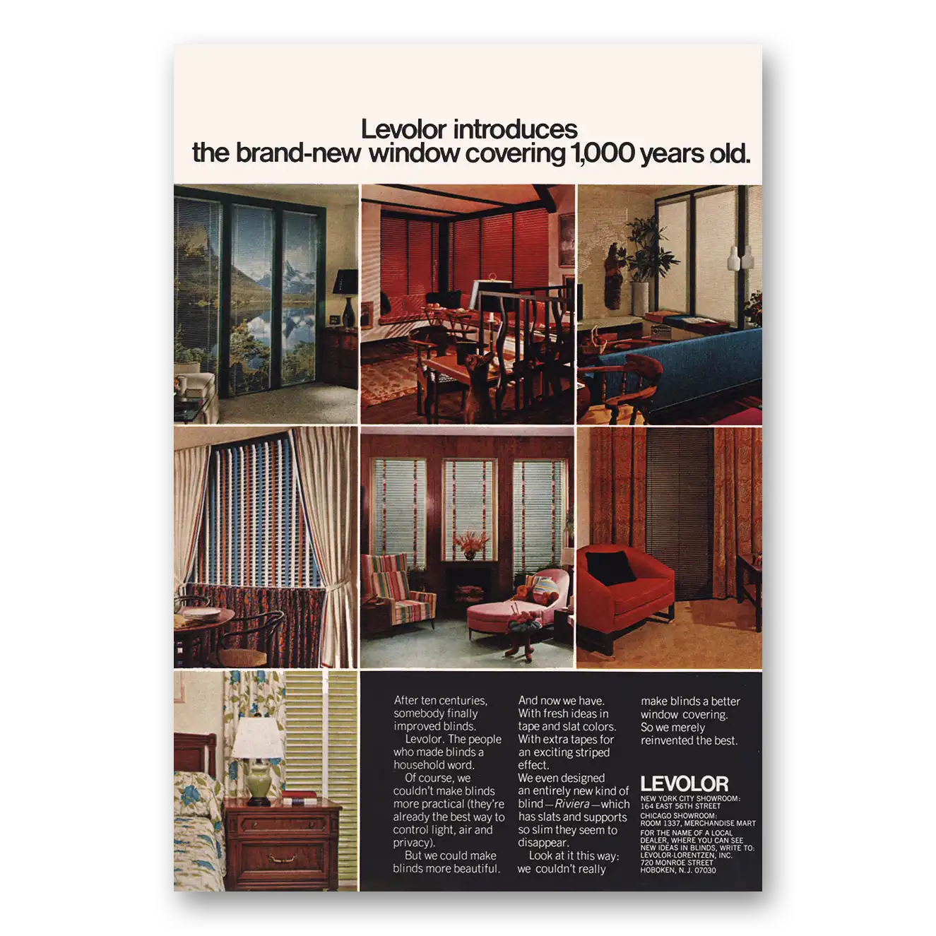 1969 Levolor Window Coverings Brand New Window Covering 1000 Years Old Vintage Magazine Print Ad