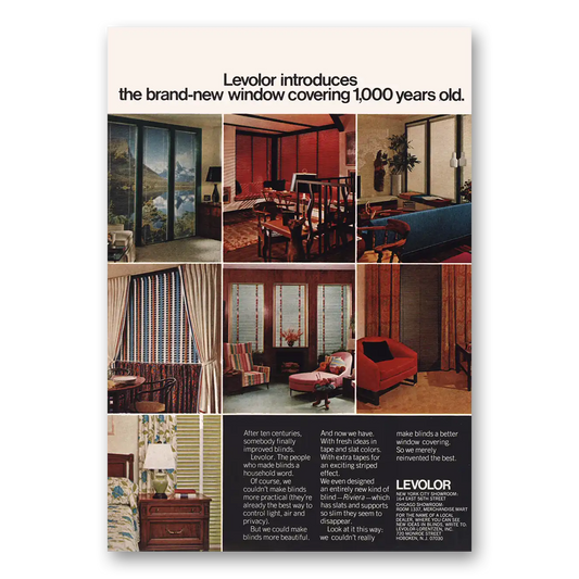 1969 Levolor Window Coverings Brand New Window Covering 1000 Years Old Vintage Magazine Print Ad