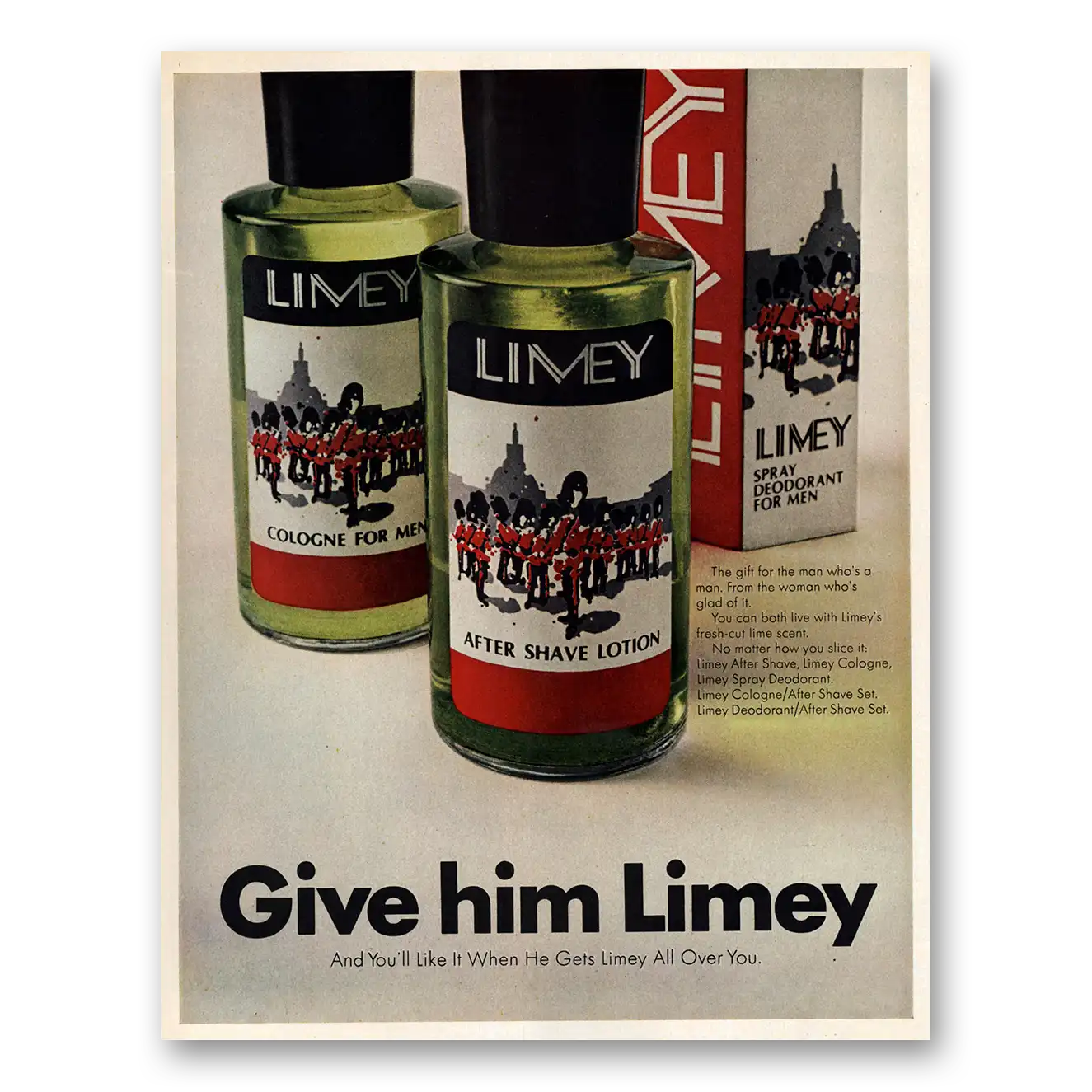 1969 Limey After Shave Lotion Give Him Limey Vintage Magazine Print Ad