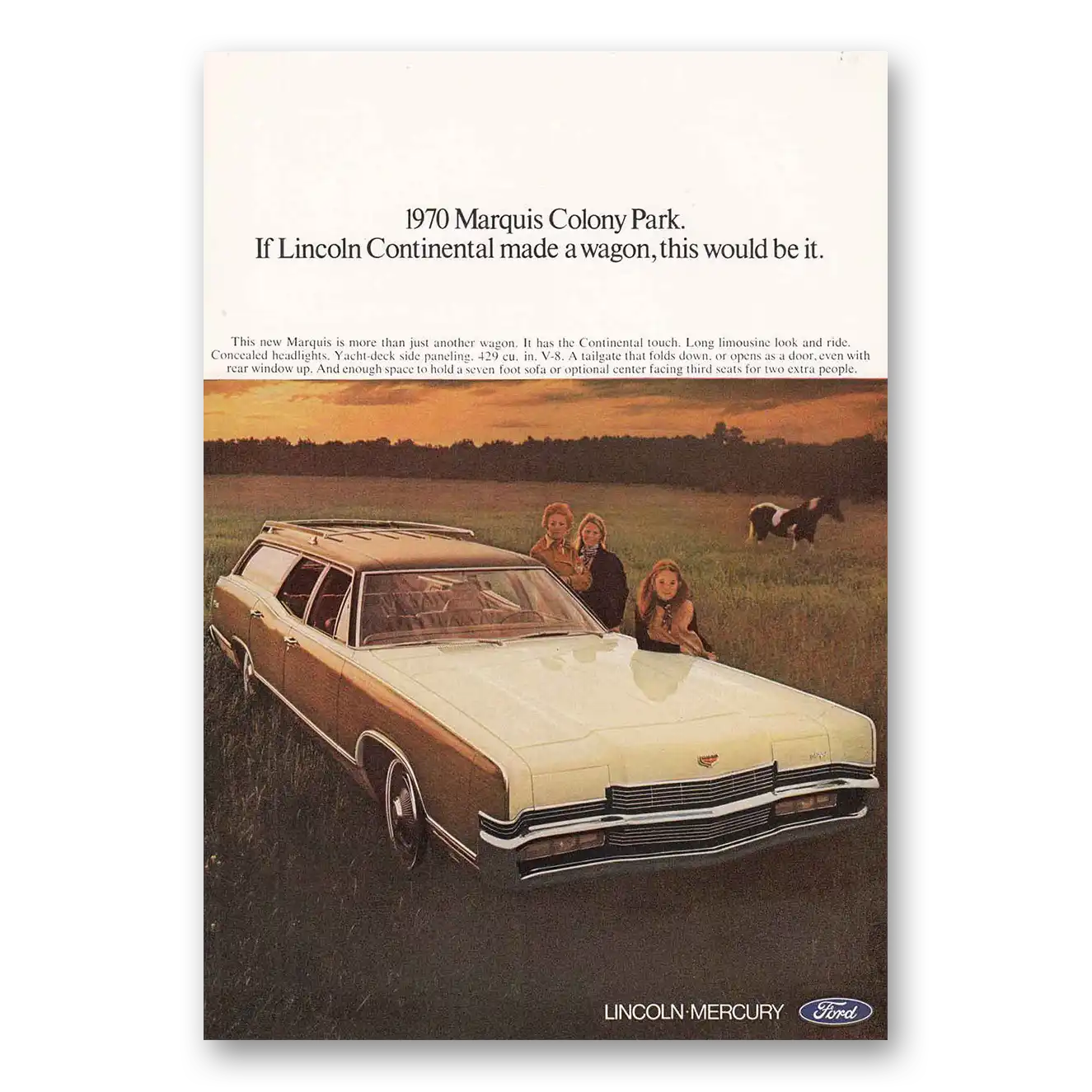 1970 Mercury Marquis Colony Park If Lincoln Continental Vintage Magazine Print Ad