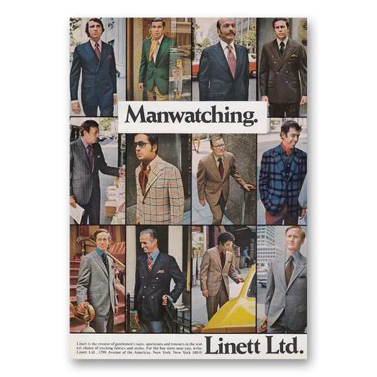 1969 Linett Mens Suits Manwatching Vintage Magazine Print Ad