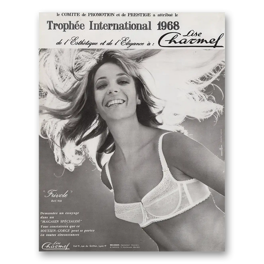 1969 Lise Charmel Undergarments Trophee International France Vintage Magazine Print Ad