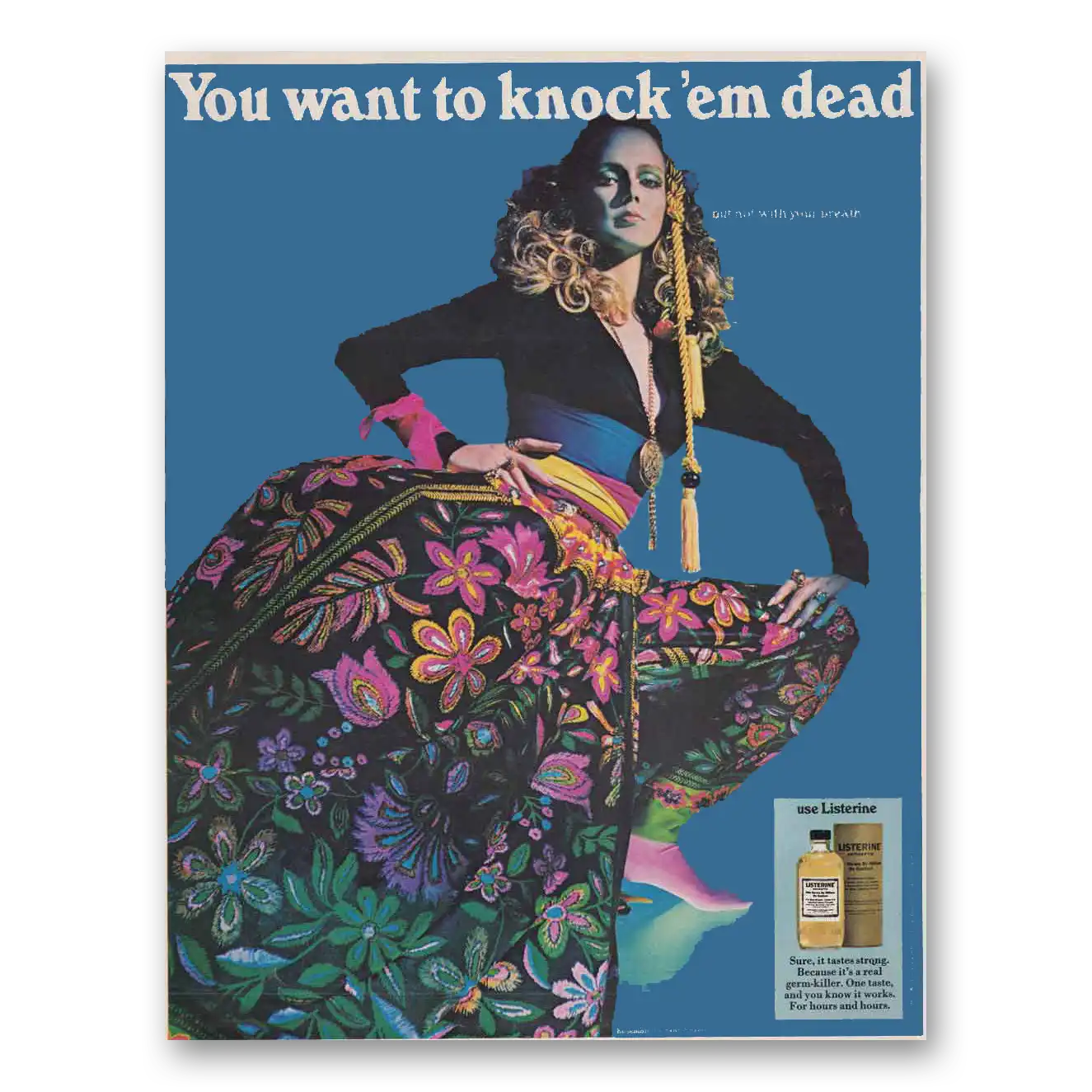 1969 Listerine You Want to Knock em Dead Vintage Magazine Print Ad