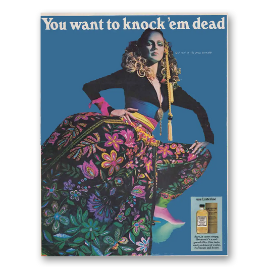 1969 Listerine You Want to Knock em Dead Vintage Magazine Print Ad