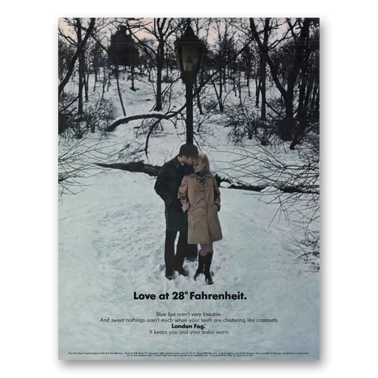 1969 London Fog Love at 28 Fahrenheit Vintage Magazine Print Ad