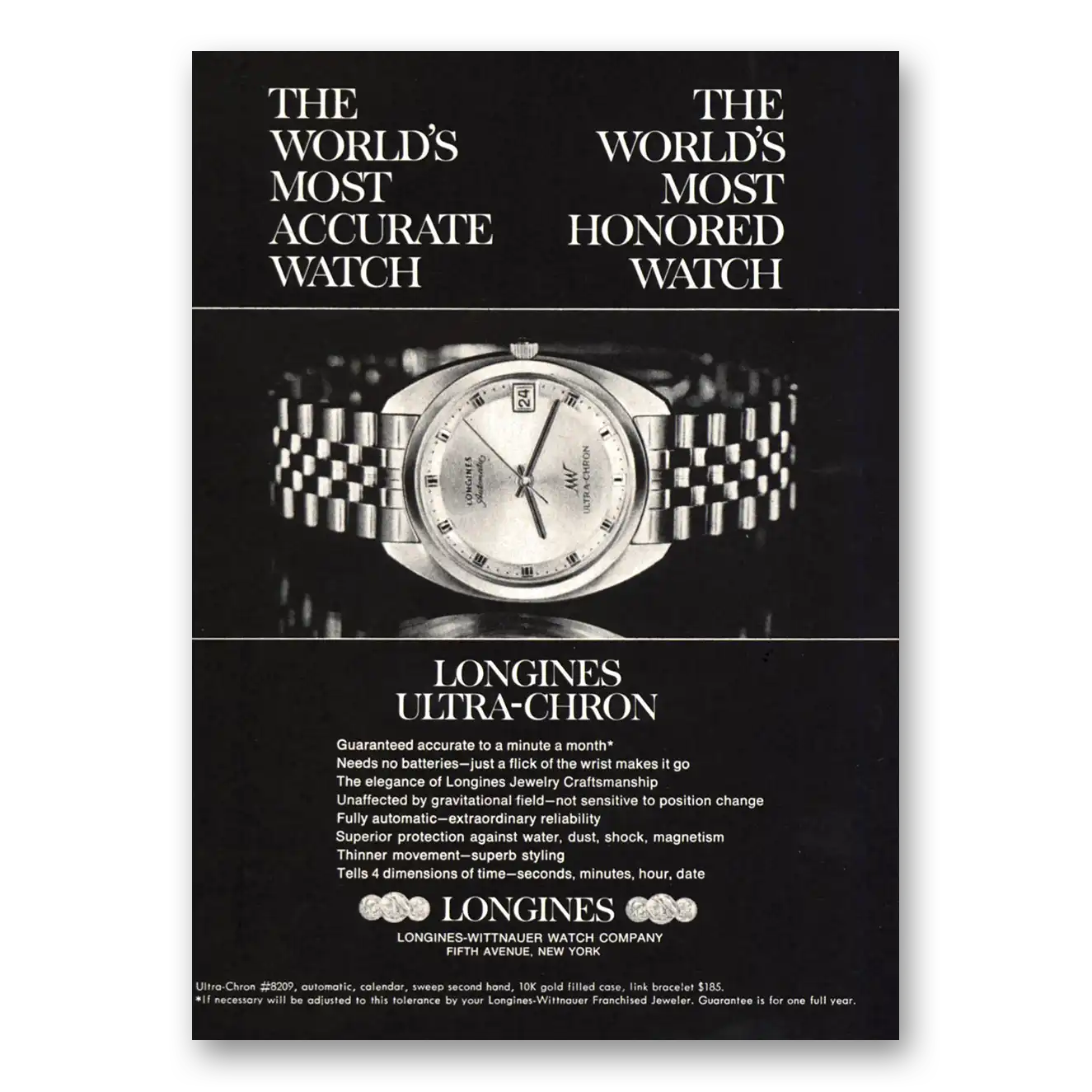 1969 Longines Wittnauer Ultra Chron Most Accurate Watch Vintage Magazine Print Ad