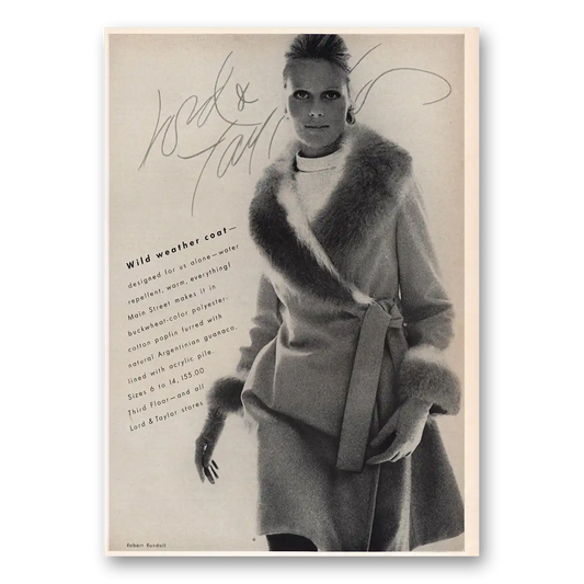 1969 Lord & Taylor Wild Weather Coat Vintage Magazine Print Ad