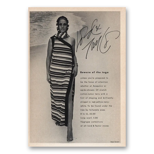 1969 Lord & Taylor Beware of the Toga Vintage Magazine Print Ad