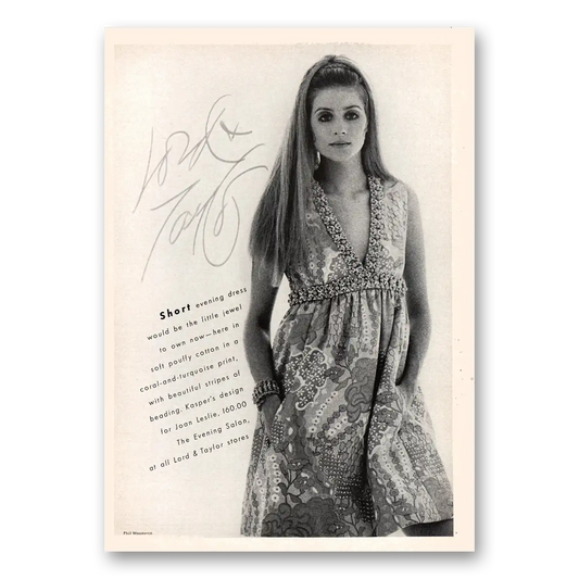 1969 Lord & Taylor Short Evening Dress Kasper Vintage Magazine Print Ad