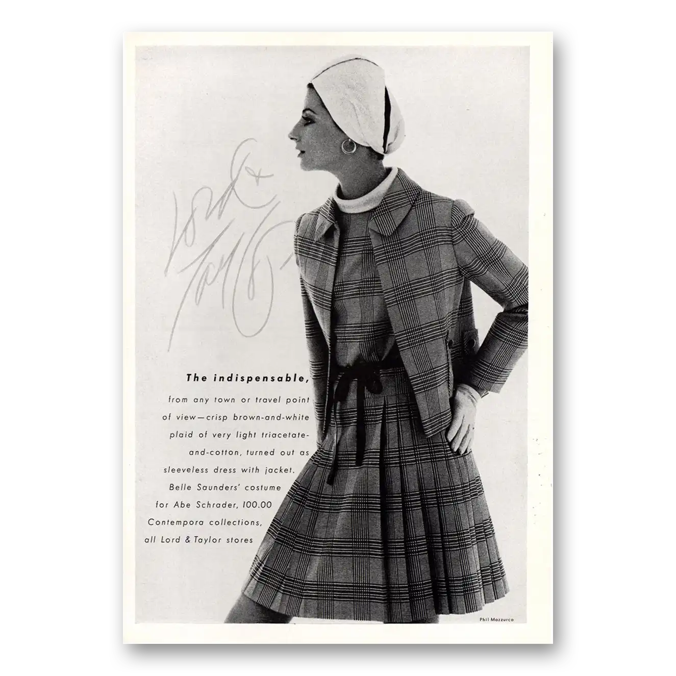 1969 Lord & Taylor Indispensable Belle Saunders Vintage Magazine Print Ad