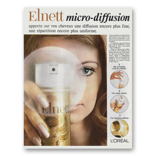 1969 Loreal Elnett Micro Diffusion Elnett Micro Diffusion France Vintage Magazine Print Ad