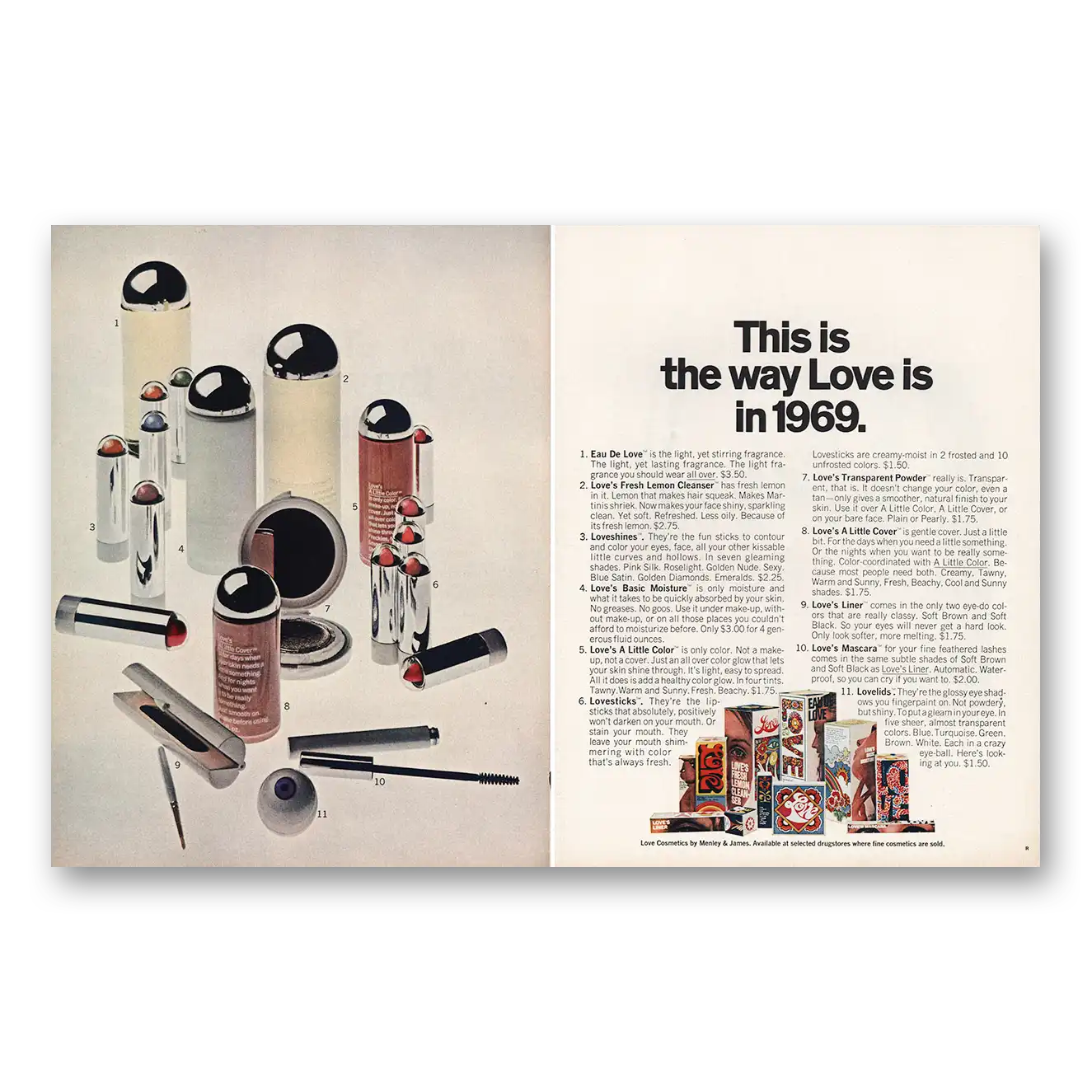 1969 Love Cosmetics This Is the Way Love Is In Vintage Magazine Print Ad