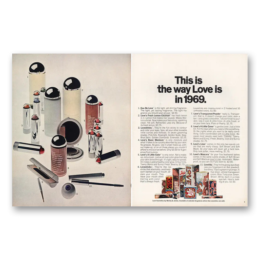 1969 Love Cosmetics This Is the Way Love Is In Vintage Magazine Print Ad