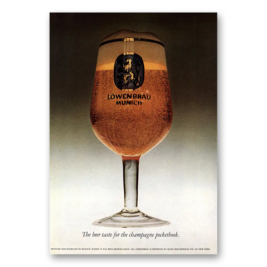 1969 Lowenbrau Beer Taste Champagne Pocketbook Vintage Magazine Print Ad