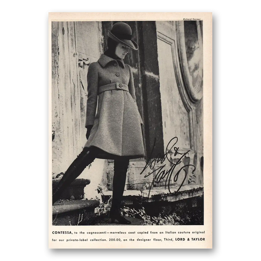 1969 Lord & Taylor Contessa Vintage Magazine Print Ad