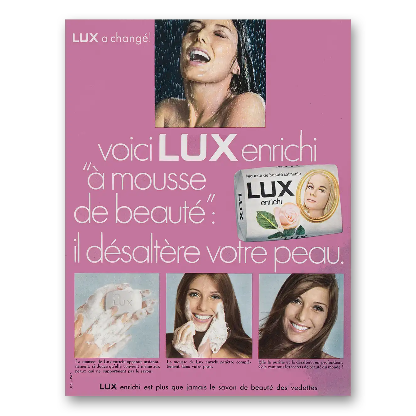 1969 Lux Soap Enrichi Voici Lux Enrichi France Vintage Magazine Print Ad