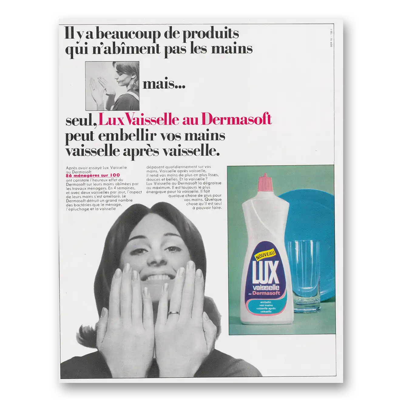 1969 Lux Soap Vaisselle au Dermasoft Beaucoup Vintage Magazine Print Ad